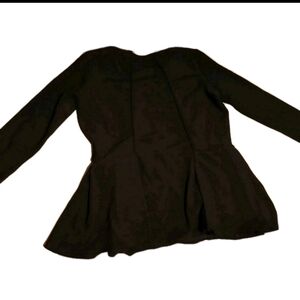 Boston Proper Women’s Black Peplum Blouse Scoop Neck 3/4 Sleeve Sz Small Stretch